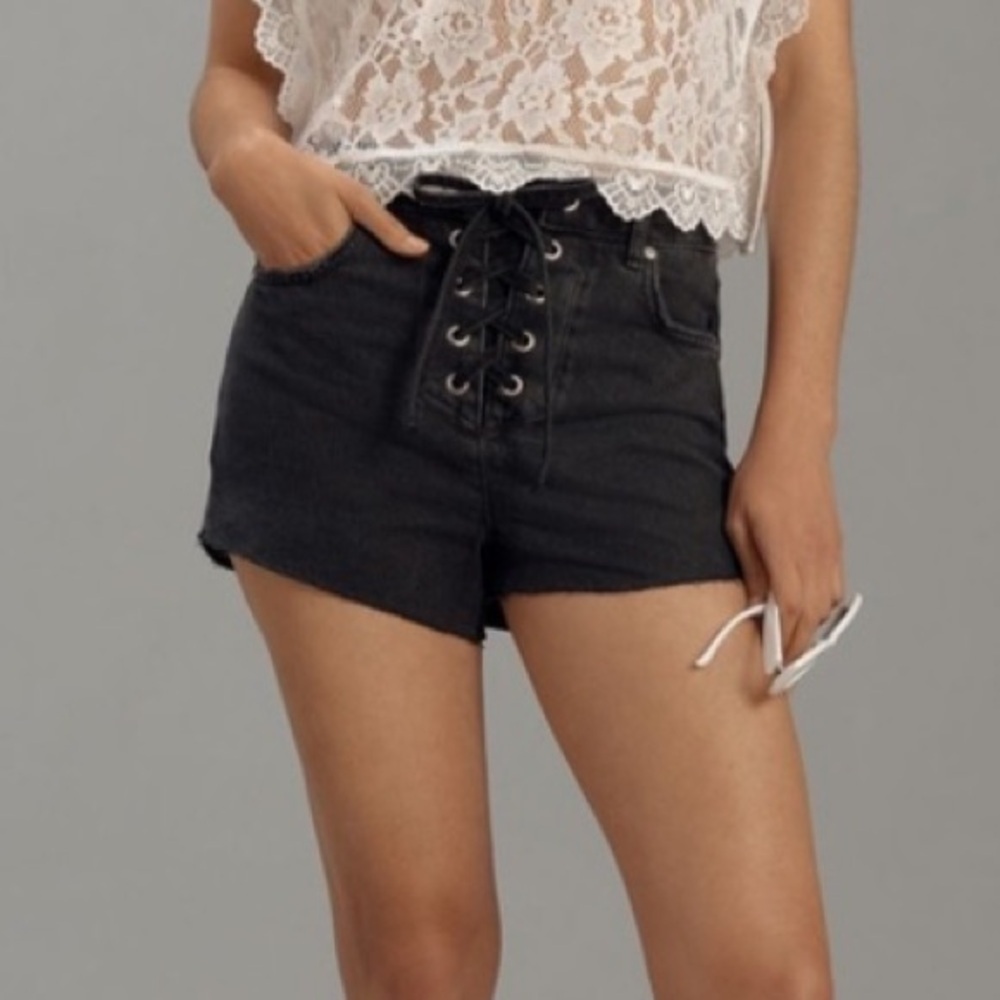 NWT Pilcro Lace Up Denim Shorts